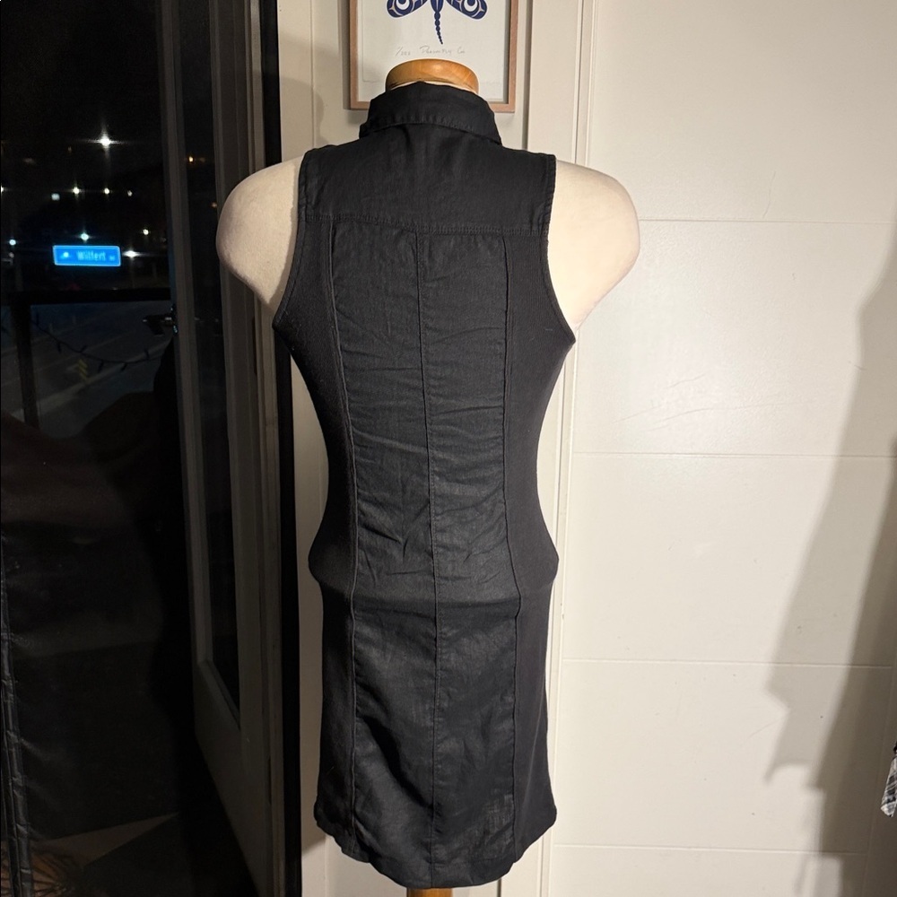 Vintage Y2K Guess Black Sleeveless Linen Dress - Picture 6 of 12